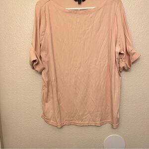 Ralph Lauren Jean blush pink cuffed sleeve scoop boat neck T-shirt Plus size 3X